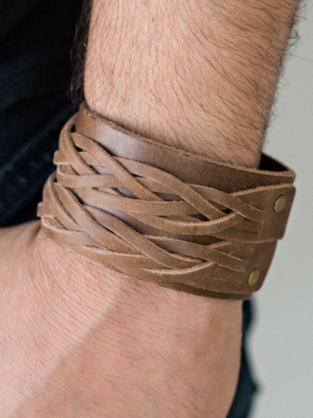 Brown Braided Leather Wrap